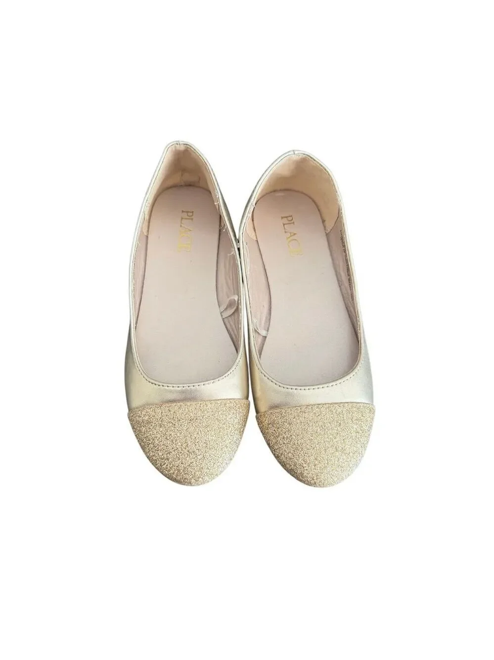 The Children's Place Gold Metallic Glitter Toe Ballet Flats size 13